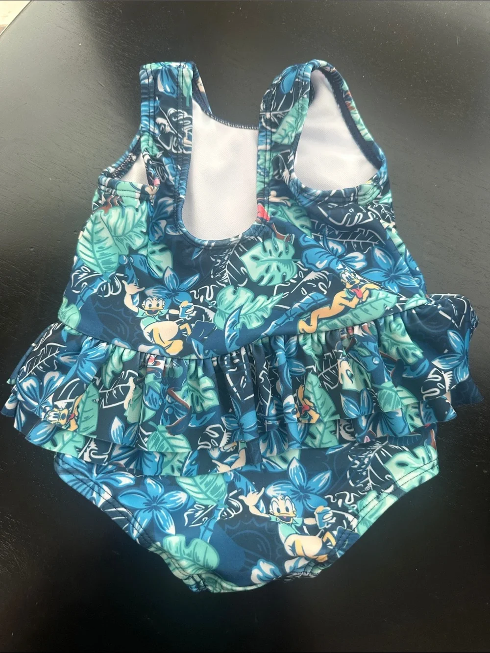 Disney Navy & Teal Floral Ruffle Baby Swimsuit
